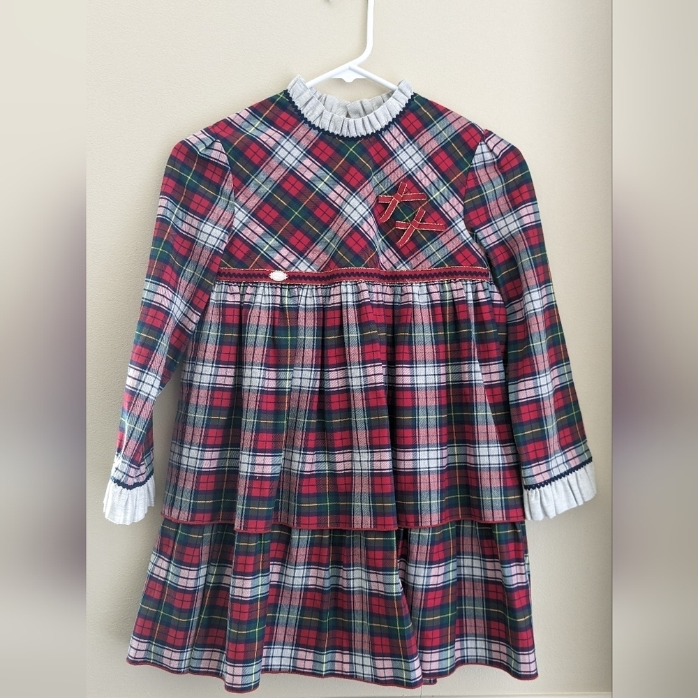 Miranda | Autumn Winter Girls Red Green Navy Tartan Dress Red Bows